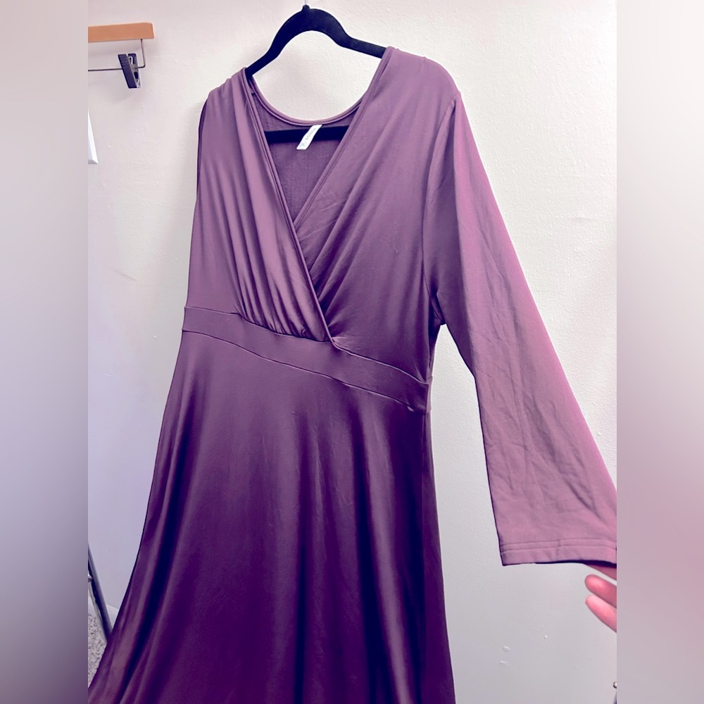 2XL ultrasoft purple floor length wrap style dress